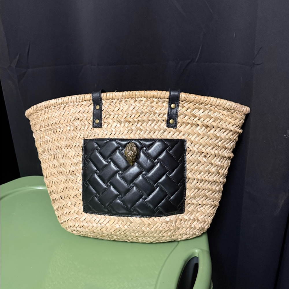 Elegant Black and Tan Woven Tote Bag